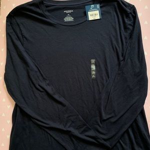 XL MENS plain NAVY long sleeve t-shirt